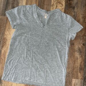 Gray V-Neck Women's Top